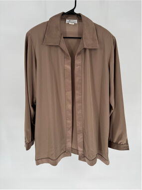 Drapers & Damons Woman's Button Down Shirt Size 16 Brown